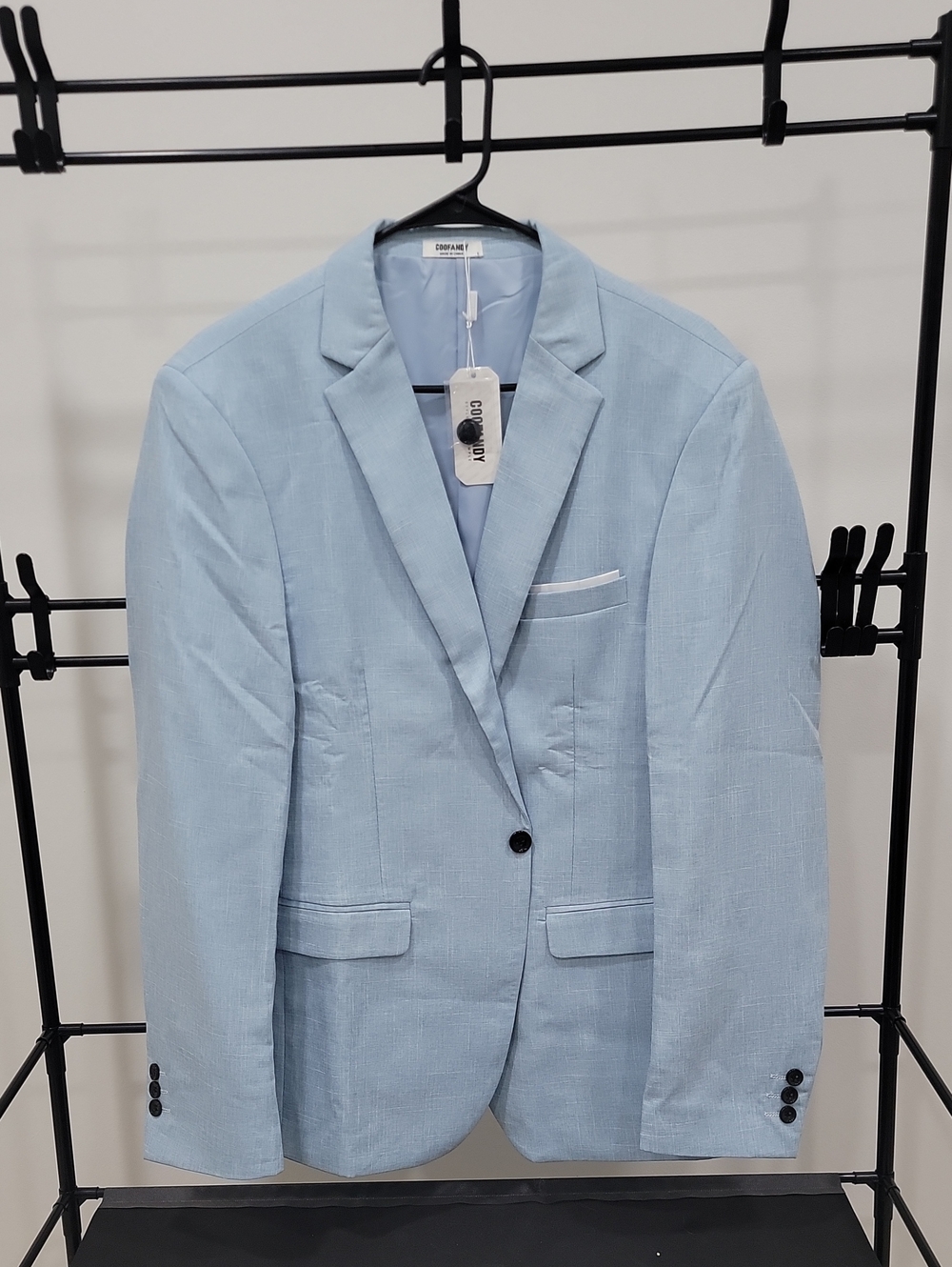 Coofandy Light Blue Men's Linen-Blend Blazer